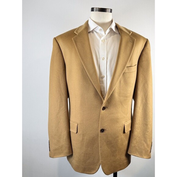 Ragan Burns Mens Blazer Mustard Two Button Cashmere Sports Coat Suit Jacket 44L - Picture 7 of 14